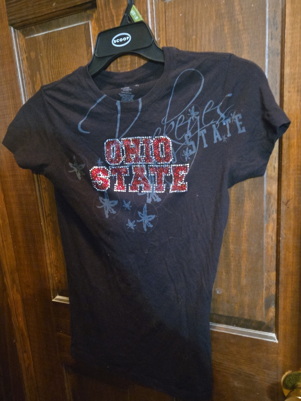 Ohio State Women's Black Short Sleeve Glitter Logo Tee